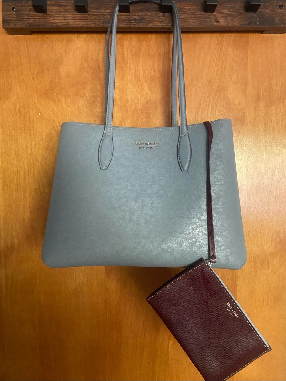 Kate Spade “New York All-Day Large Tote” Sleek Leather in Pale Hydrangea color